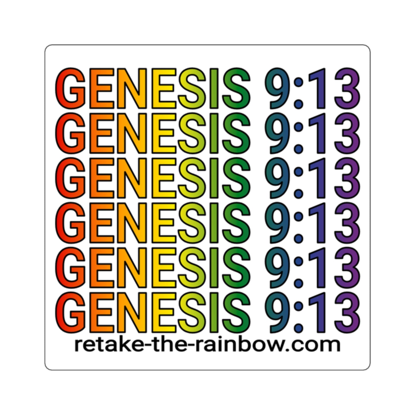 Genesis 9:13 Rainbow Text Square Sticker