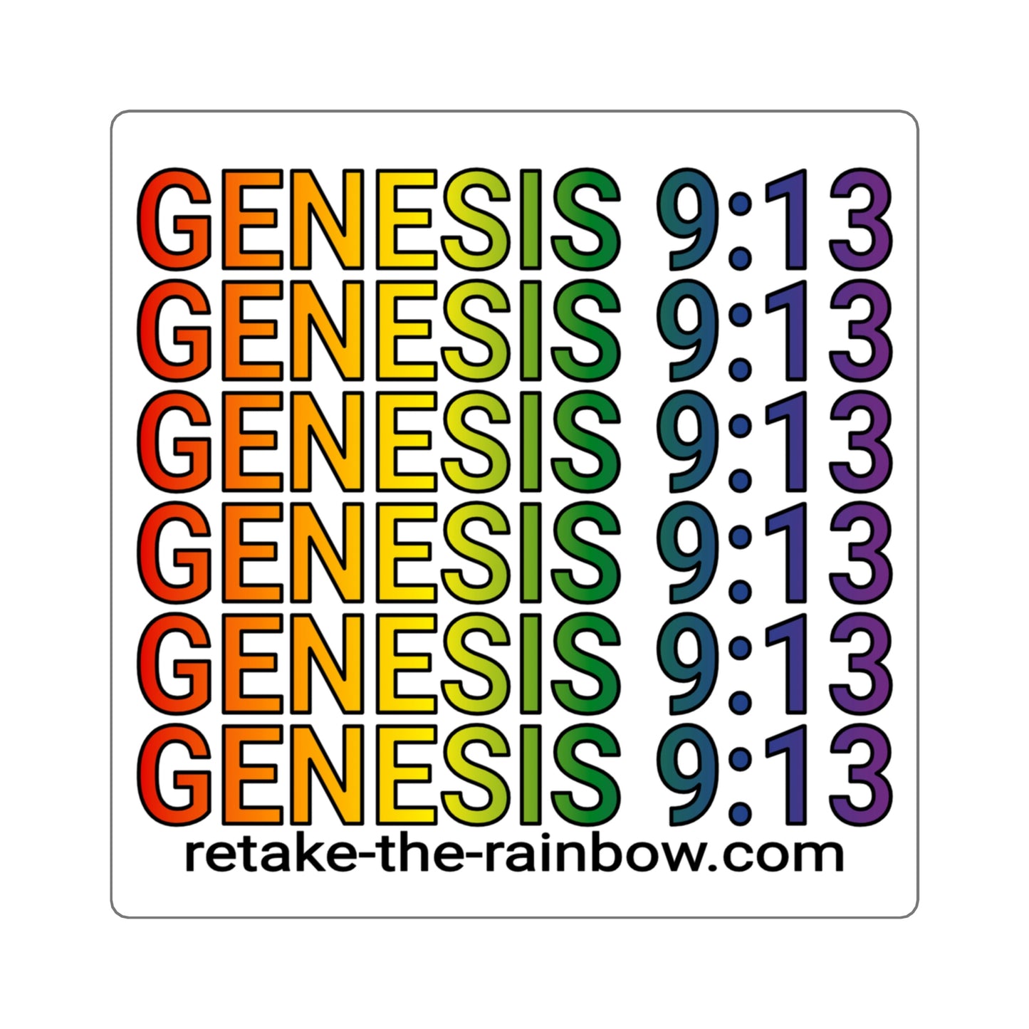 Genesis 9:13 Rainbow Text Square Sticker