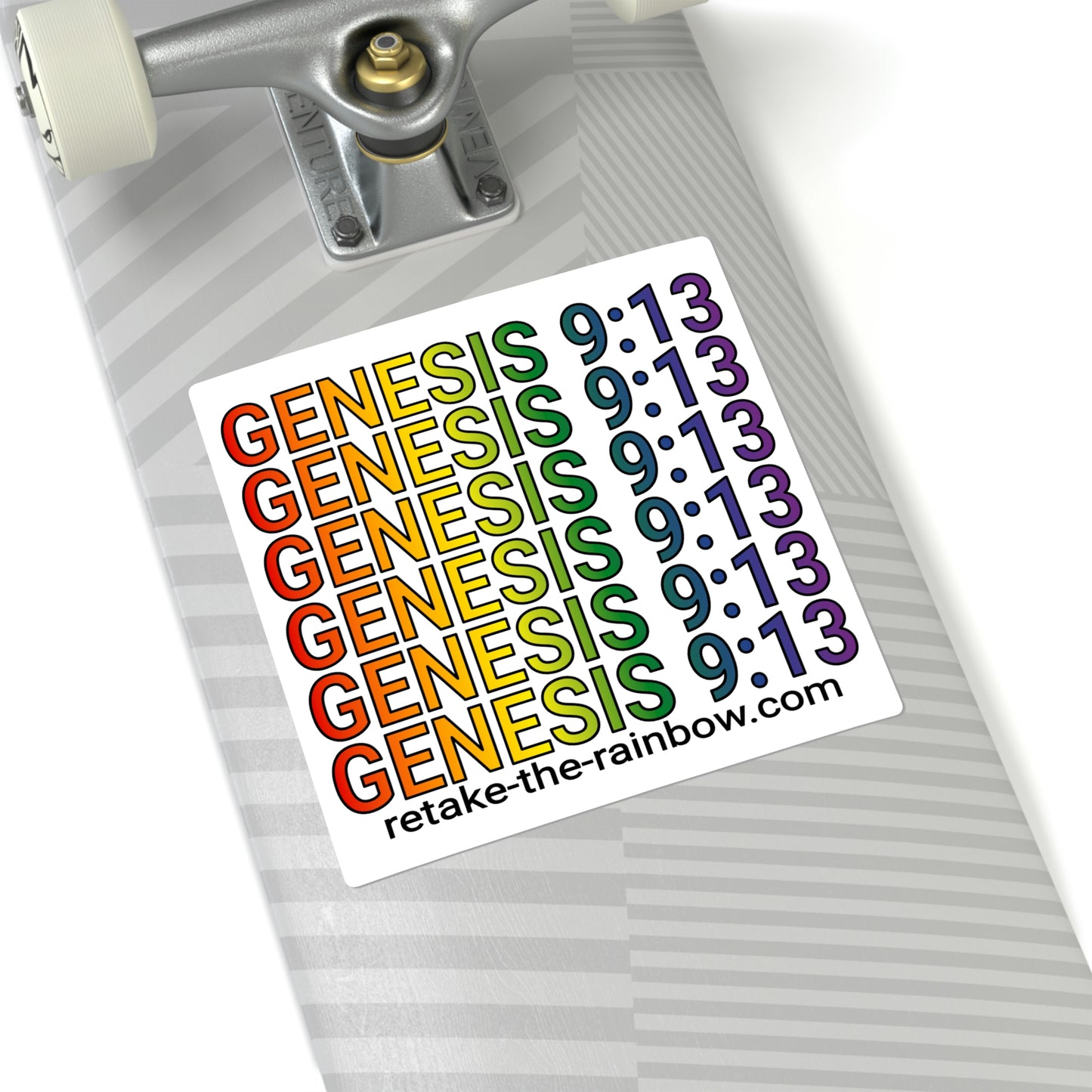 Genesis 9:13 Rainbow Text Square Sticker