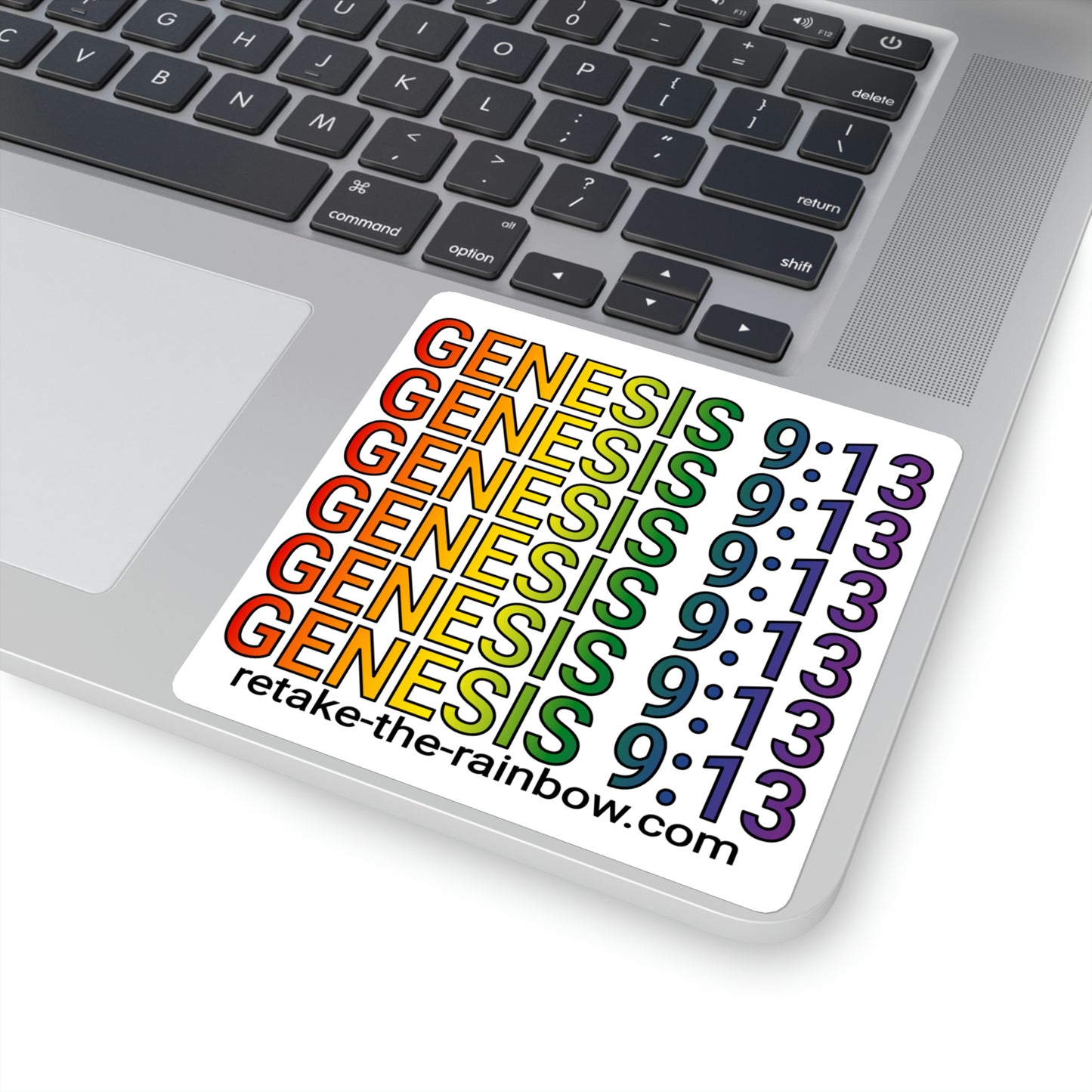 Genesis 9:13 Rainbow Text Square Sticker