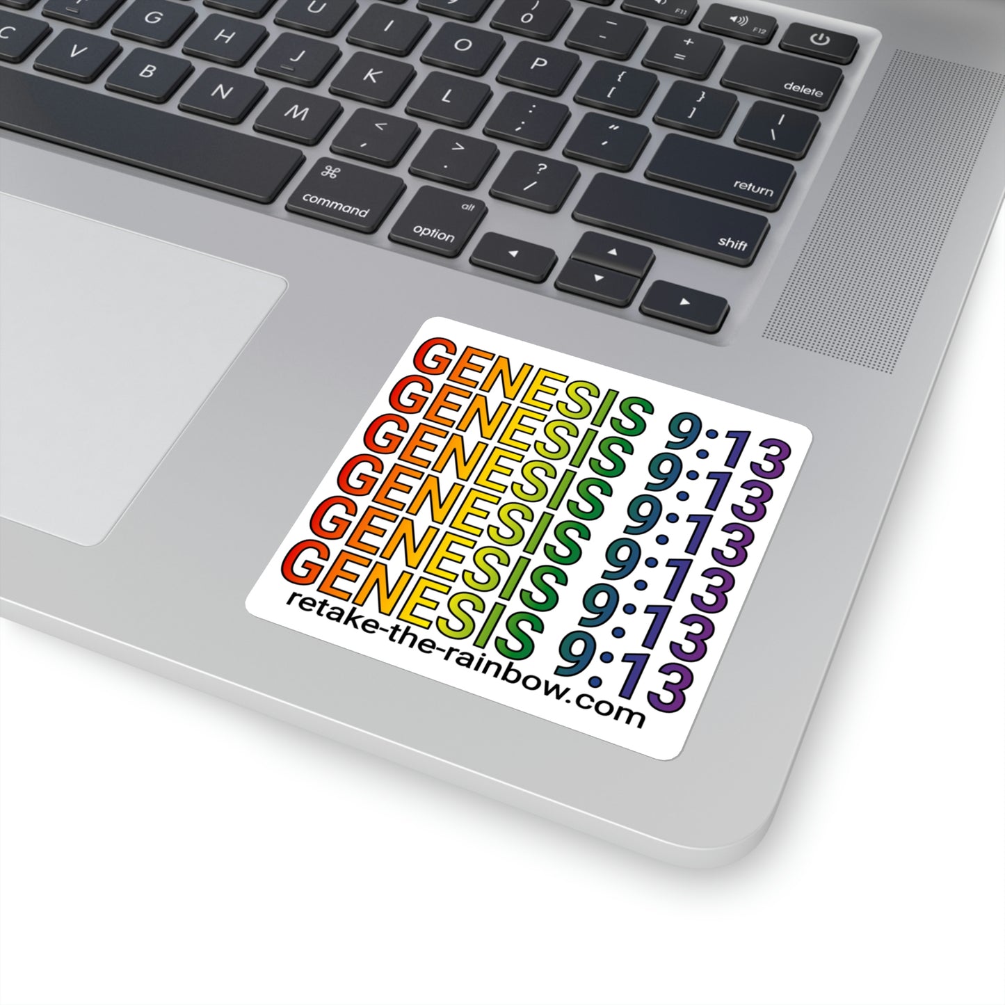 Genesis 9:13 Rainbow Text Square Sticker