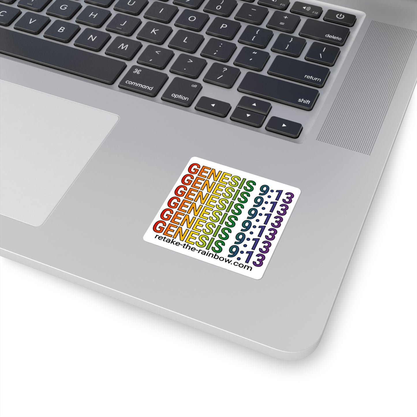 Genesis 9:13 Rainbow Text Square Sticker